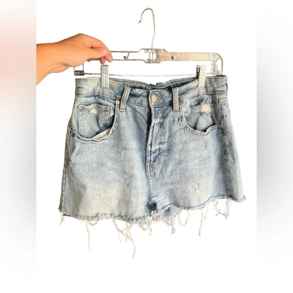 light wash high rise mom Jean shorts